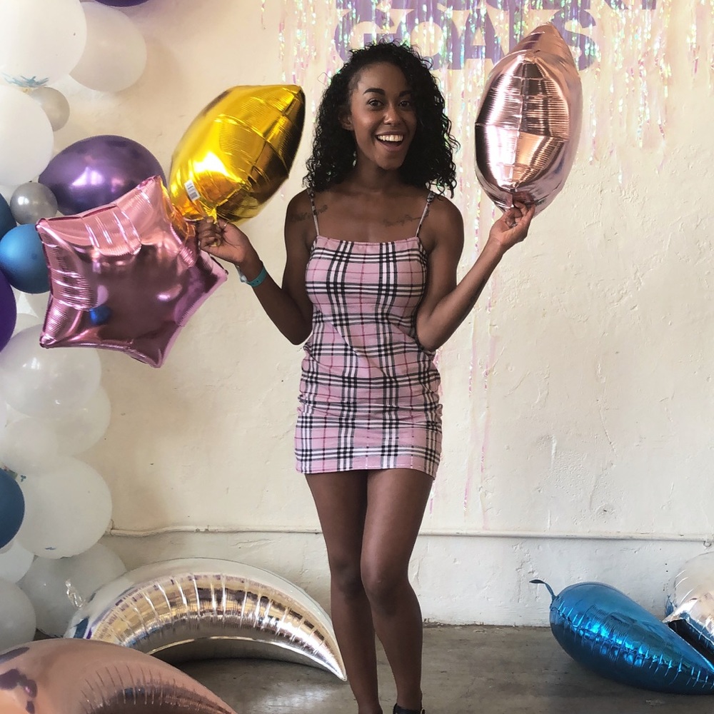 Pink Plaid Mini Dress